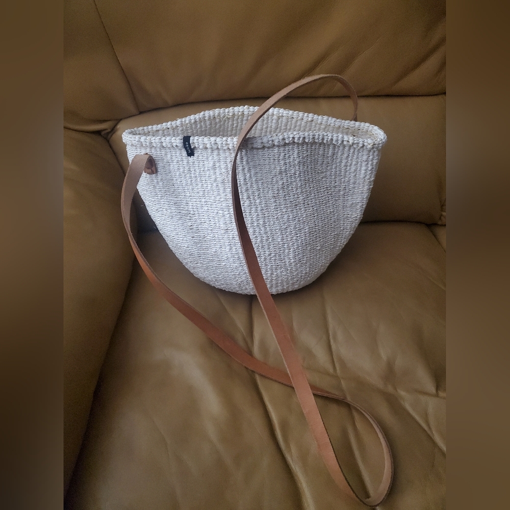 Mifuko Crossbody Basket Shopper Bag White Leather